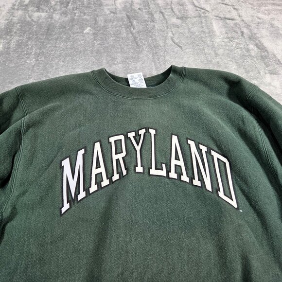 Vintage Champion Reverse Weave Sweatshirt Mens XL University of Maryland Green - Picture 6 of 9